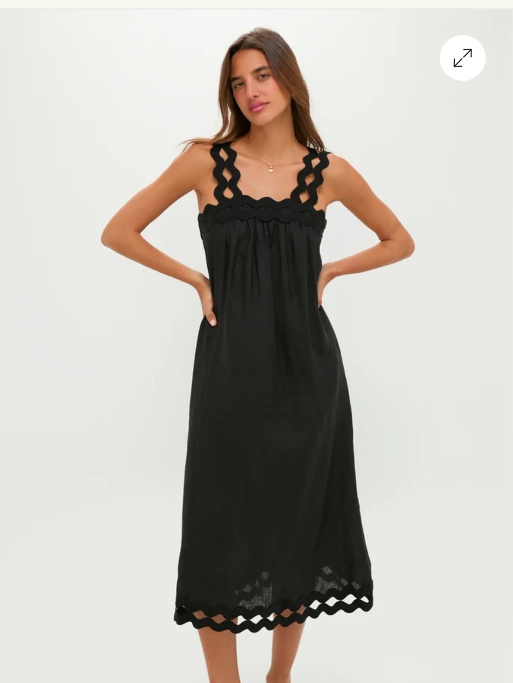 Tuckernuck Black Ric Rac Linen Ellis Dress